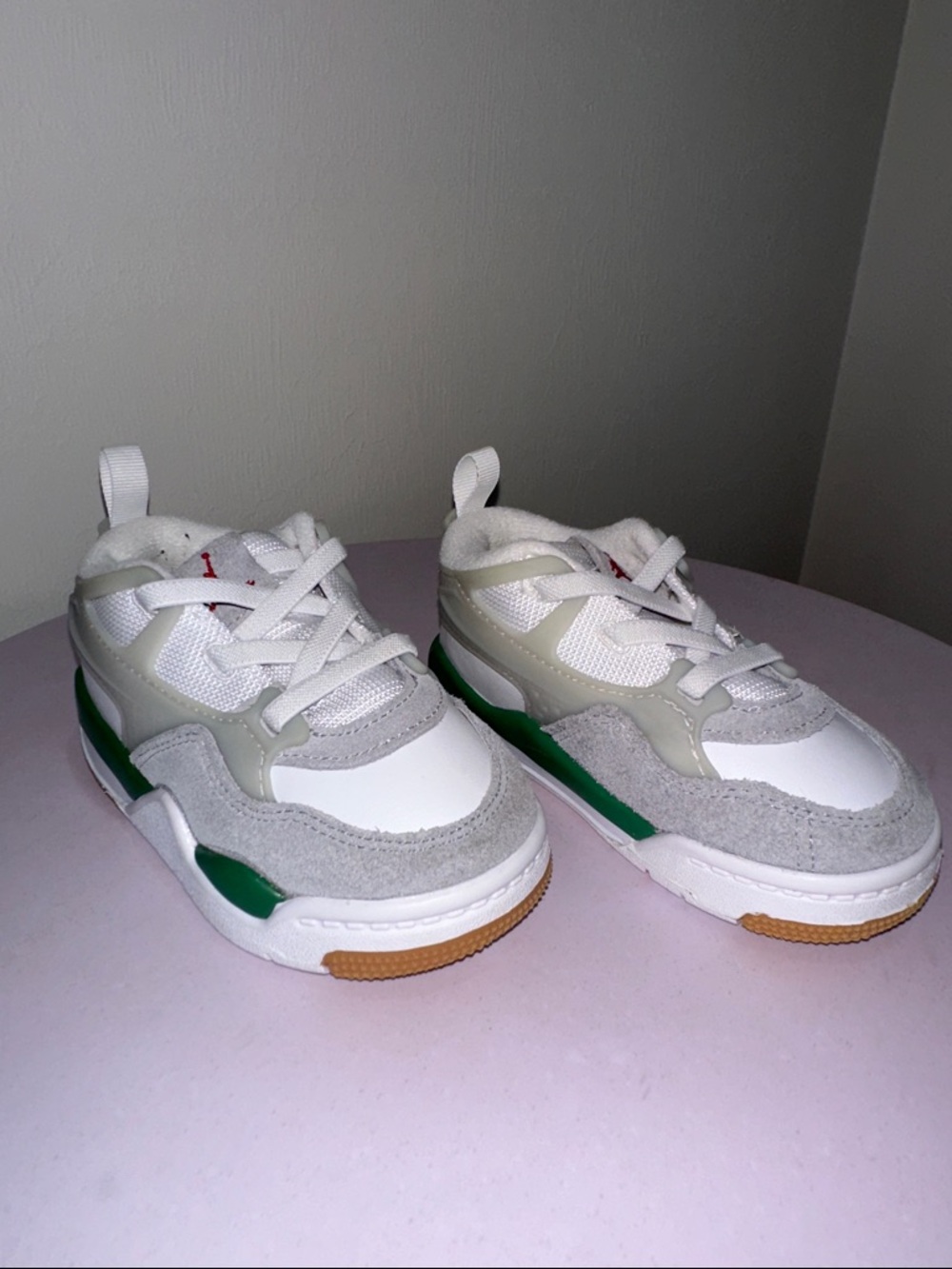 Jordan Kids White, Green & Tan Sneakers